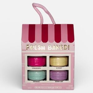 New 4pc Flavored Macaron Lip Balm Set